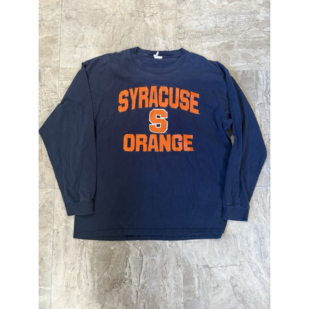 VTG Syracuse UNIVERSITY Long Sleeve T-Shirt Blue Orange University Graphic Mens